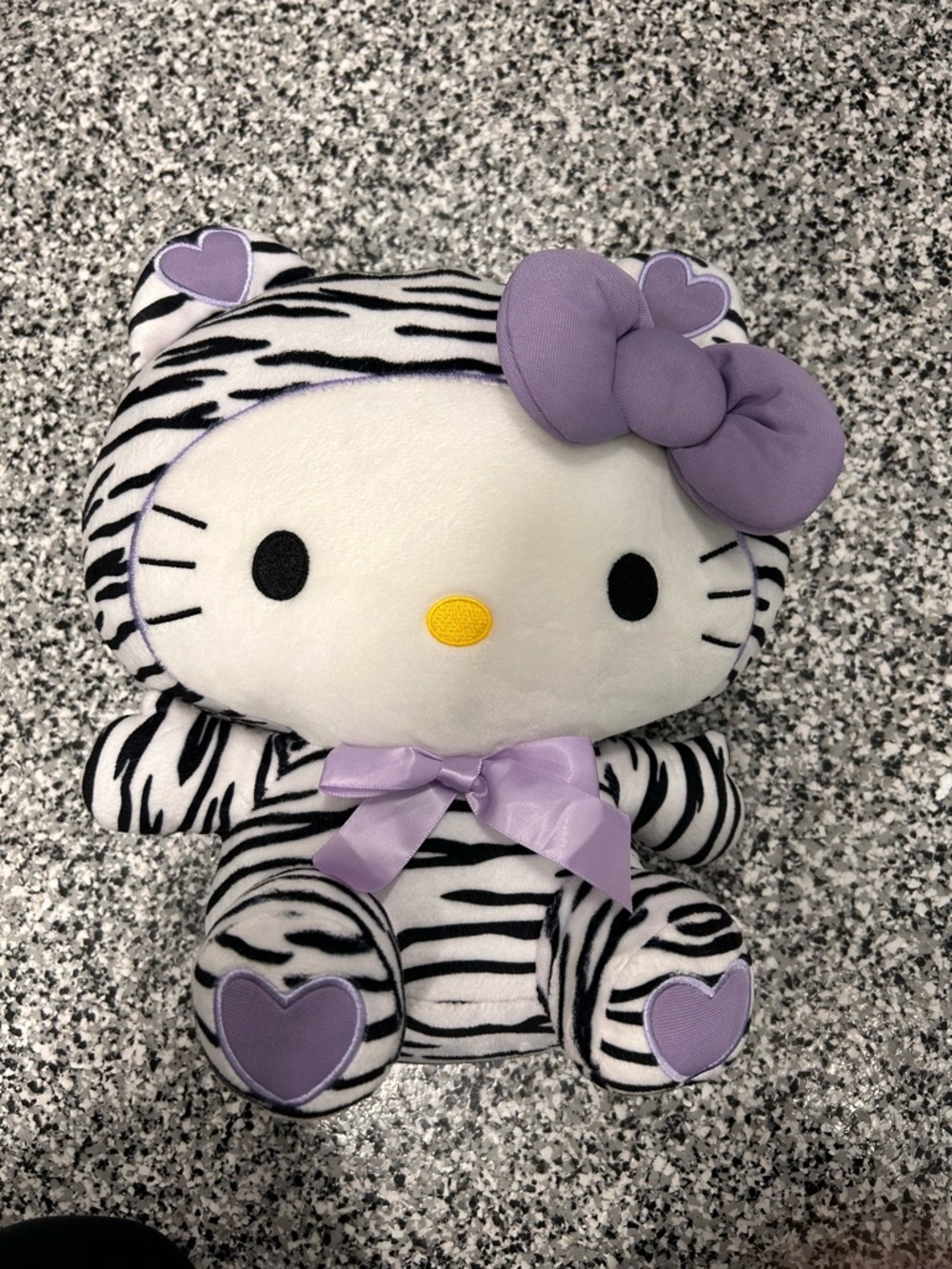 Hello Kitty Black and White Zebra Plush with Pink Bow